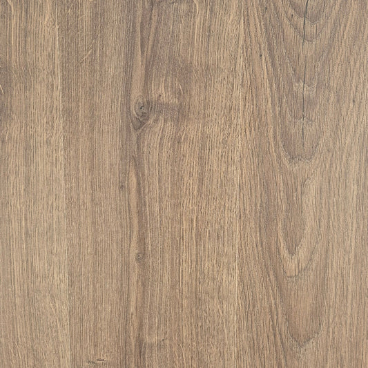 Nova laminaatvloer – CRUSH DARK BROWN 7mm met afmetingen 128,8 x 19 cm, zonder V-groef, voorzien van een diepe bruine houtstructuur en een easy klikverbinding. Niet geschikt voor vloerverwarming, ideaal voor normaal huiselijk gebruik.